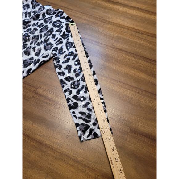 INC International Concepts Sequin Animal Print Cropped Cardigan Sweater M EUC - Picture 7 of 7